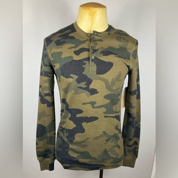FRYE AND CO. Other - NWT FRYE AND CO Long Sleeve Henley Waffle Green Brown Camo Cotton Poly Men’s SM